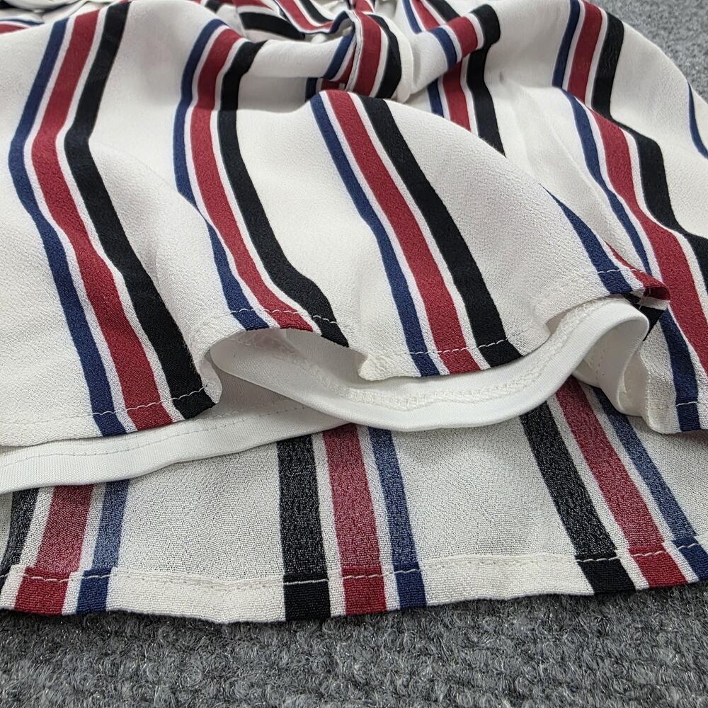 Express Romper Women Large White Stripe Off Shoulder Ruffle Belted Casual Jumper - Picture 7 of 16